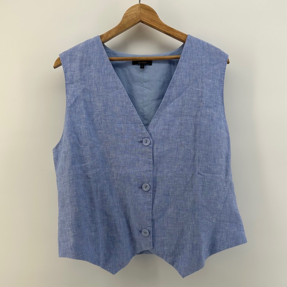 Quince 100% European Linen Vest French Blue Women's Large